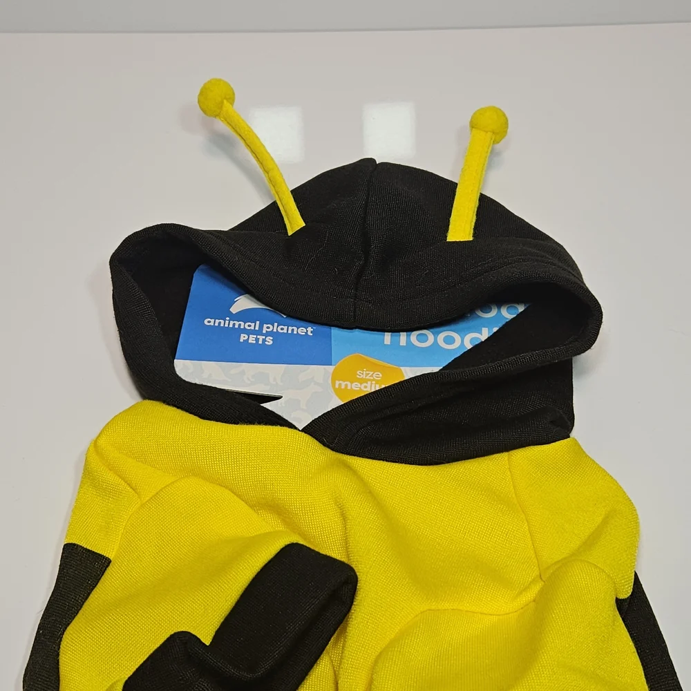 Animal Planet Yellow and Black Bumble Bee Dog Hoodie - Size Medium